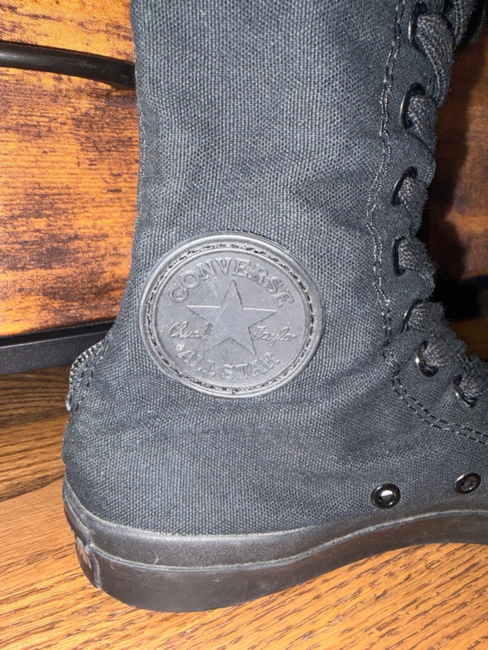 Converse Knee High Chuck Taylor Black Canvas Lace-Up with rear Zipper Boots - Picture 3 of 4